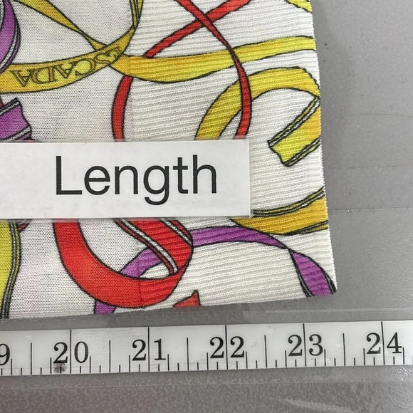 Escada Sport Top Ribbon Print Shirt Knit Open White Colorful Size Small S - Picture 14 of 17